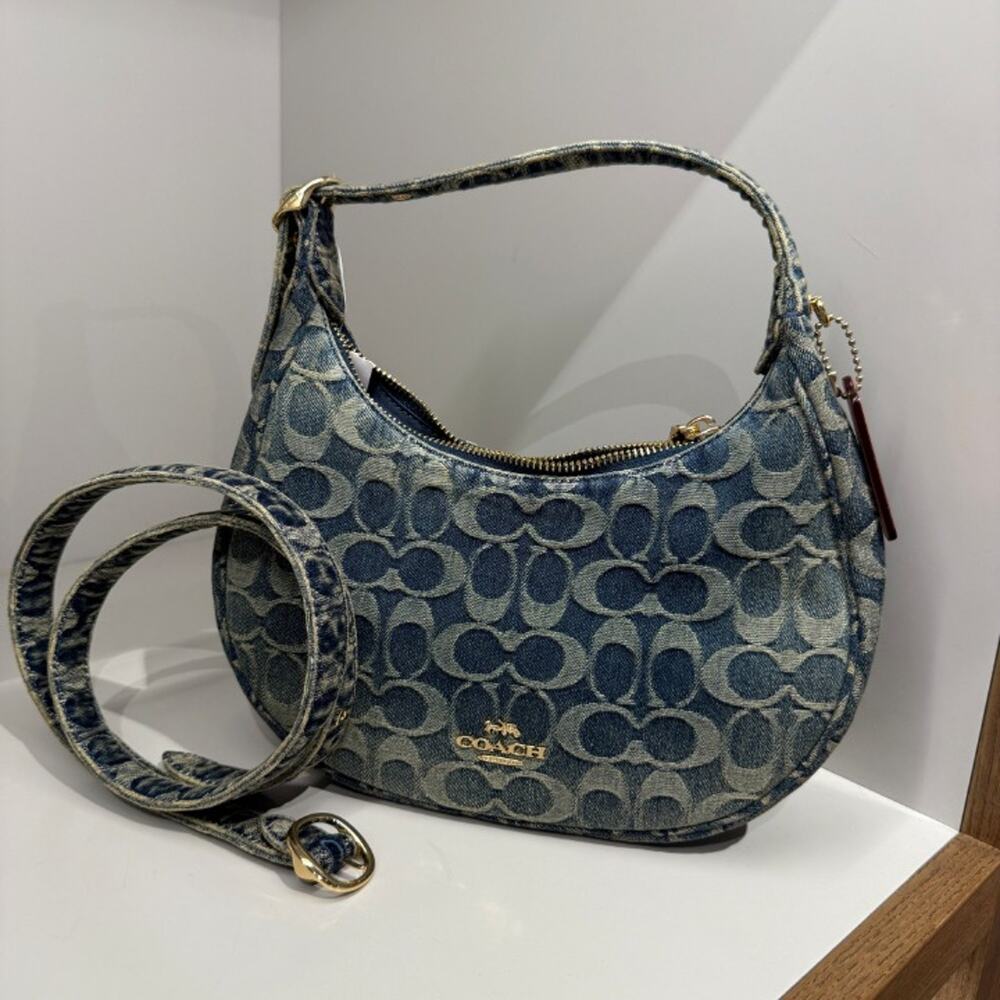 New‼️Coach Emily Shoulder Bag Cotton Denim CFO76 denim/Gold/Denim